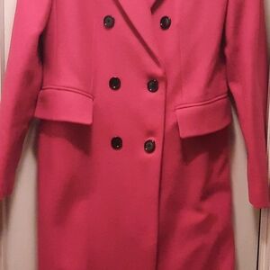 Mango Vibrant Pink Double-Breasted Pea Coat
